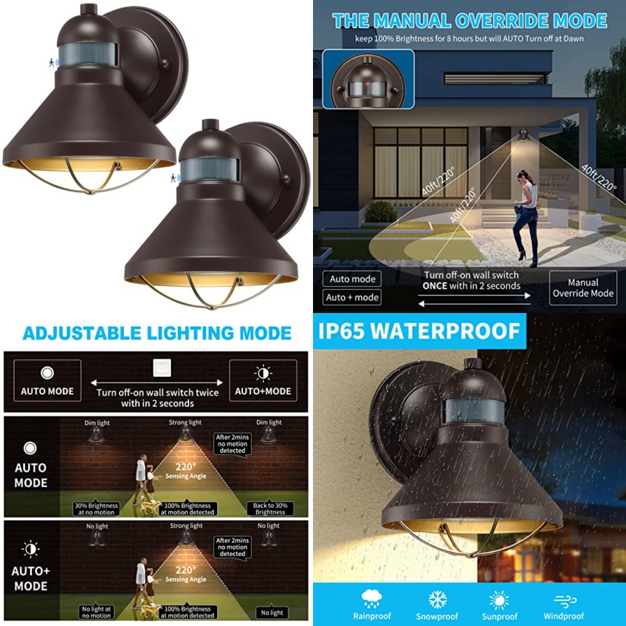 Outdoor Lighting Sconce - Zestaw 2 szt. Zewnętrznych kinkietów LED
