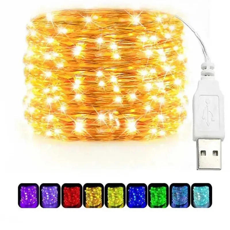 Outdoor Lighting Sconce - Łańcuchy świetlne LED USB Miedziany srebrny