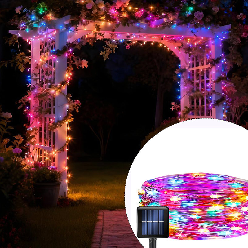 Outdoor Lighting On Fence - Solarne ogrodowe lampki LED, 8 trybów,